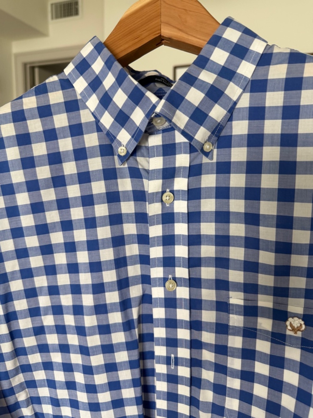 Cotton Brothers buttondown - L - Blue and White